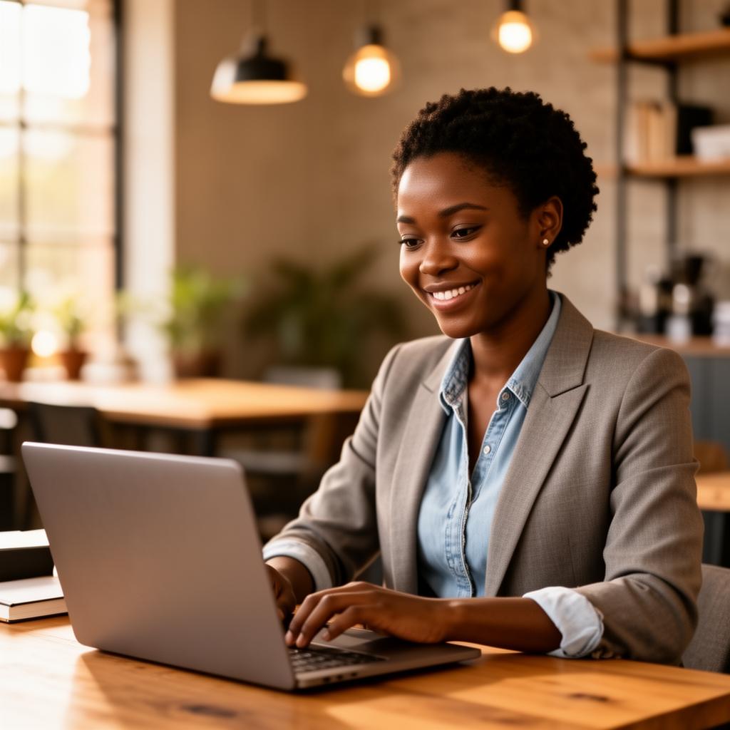 African entrepreneur on laptop